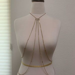GOLD CRYSTAL FESTIVAL BODY CHAIN BIKINI